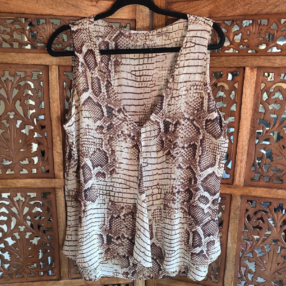Milano Brown and Cream Snake Print Blouse